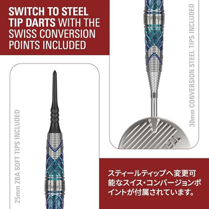 Target Japan Kaze Series Ceros Soft Darts with K-Flex, 18g/19g (01/02/03) | 90% Tungsten Dart Set, K-Flex Flights and Shafts, 2BA Pixel Points, Steelpoint Conversion Points, Storage Case - style: Barrel 01 (18G)