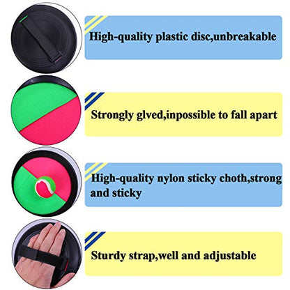 Cooraby Toss and Catch Paddle Game Disc 4 Set Paddle Toss and Catch Ball Sport Game Suitable for Sports, Beach and Party Favor with Storage Bag, 8 Paddles and 8 Balls - size: 18.5cm