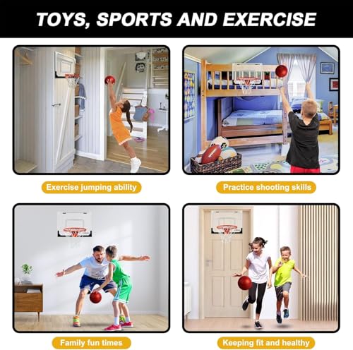 Indoor Mini Basketball Hoop Set for Kids - 17" x 12.5" Door Hoops Room&Wall Mounted with Complete Accessories Game Toys Balls Gifts Boys Teens - style: Basketball Hoop Set-Classic