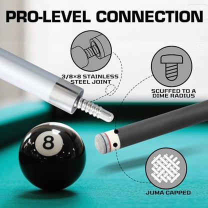 Banly Carbon Fiber Pool Cue Stick - Billiard Pool Stick for Adults, Low Deflection Pool Stick with Metal Ring Professional Cue Stick with Box Case - color: Silver
