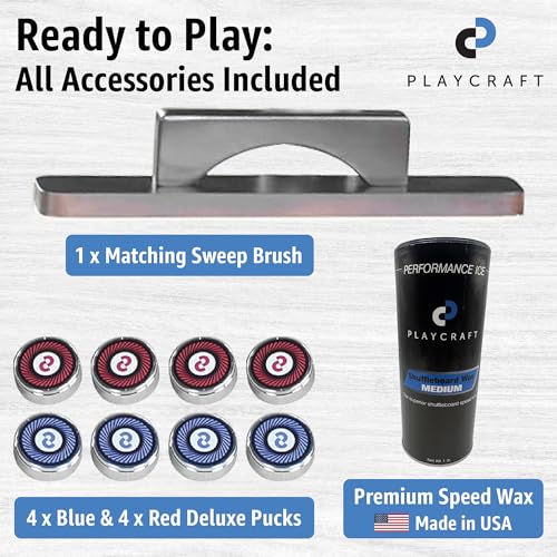 Playcraft Woodbridge Shuffleboard Table with Storage Cabinet - Shuffle Board Game Table Set with Matching Abacus, 8 Pucks, Brush & Wax (Made in USA) - Pro Style Climate Adjusters - color: Espresso, size: 16 Feet - 2 Piece