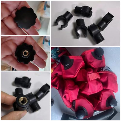4 Set Collapsible Wagon Cart Star Knobs Replacement 8mm Female Threaded Knob Nuts Tightening Screw with Folding Utility Wagon Table Top Bracket Clips for Collapsible Wagons Carts with Wheels