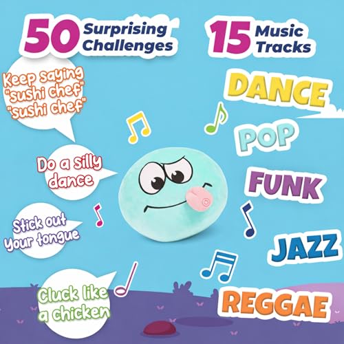 Wacky Ball - Toss Quickly & Do 50 Funny Challenges | 15 Dance Music Tracks | Indoor & Outdoor Active Party Game for Kids, Family Fun, Summer & Camping | Toy Gift for Boys & Girls Ages 3-8+