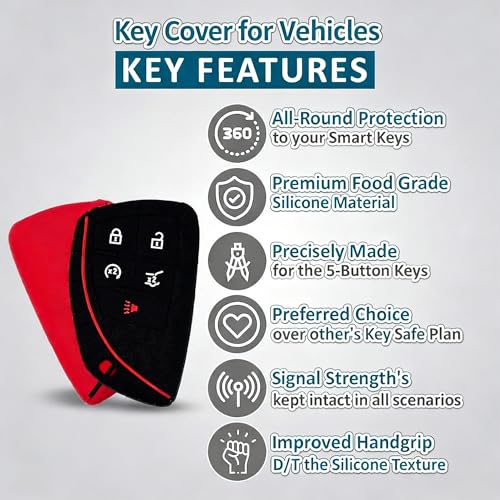 Silicone Key Fob Cover 2 Pack, Key Protector - 360° Key Protection Case for Chevrolet 2020-2026 Trailblazer/Equinox/Malibu, Anti-Scratch Silicone Key Cover (Black/Red) - color: Black/Red