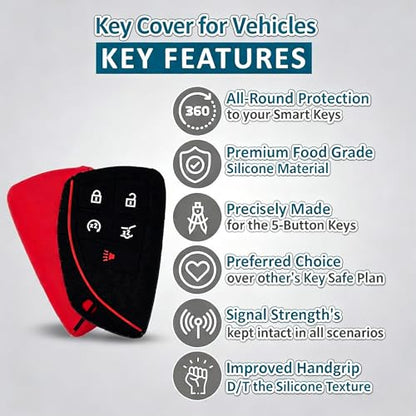Silicone Key Fob Cover 2 Pack, Key Protector - 360° Key Protection Case for Chevrolet 2020-2026 Trailblazer/Equinox/Malibu, Anti-Scratch Silicone Key Cover (Black/Red) - color: Black/Red