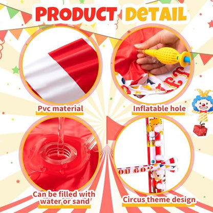 Threan Circus Inflatable Limbo Game for Kids Adults Toddlers Carnival Theme Party Enhance Family Bonding for Indoor Outdoor Birthday Picnic Pool - style: Circus