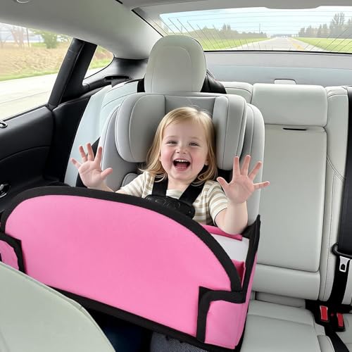 Kids Travel Tray for Airplane - Toddler Car Seat Table Tray, Road Trip Essentials for Boys & Girls, Carseat Lap Desk for Kids Road Trip Activities (Pink) - color: Pink
