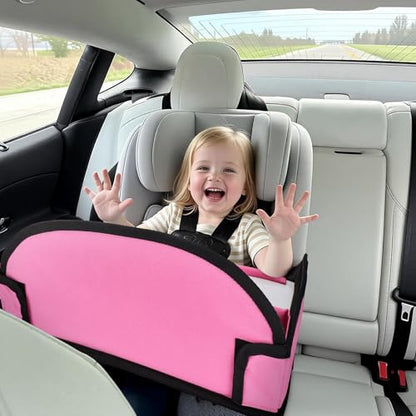 Kids Travel Tray for Airplane - Toddler Car Seat Table Tray, Road Trip Essentials for Boys & Girls, Carseat Lap Desk for Kids Road Trip Activities (Pink) - color: Pink