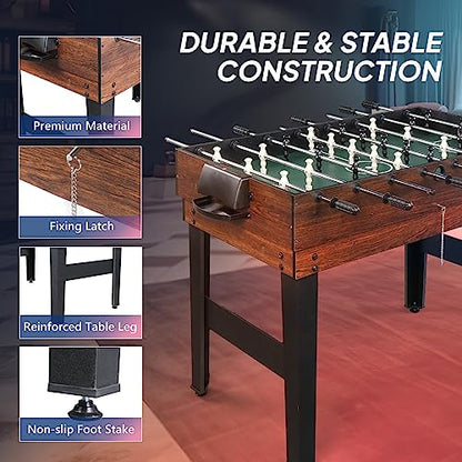 PEXMOR 6-in-1 Multi Game Table for Adults, Combo Table for Game Room, 48" Game Table Set for Family w/Hockey, Foosball, Pool, Table Tennis, Shuffleboard, Bowling