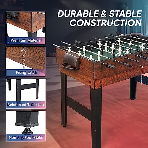 PEXMOR 10-in-1 Multi Game Table for Adults, 48" Combo Game Table for Game Room, Game Table Set for Family w/Hockey, Foosball, Pool, Ping Pong, Shuffleboard, Chess, Checkers, Bowling, Backgammon