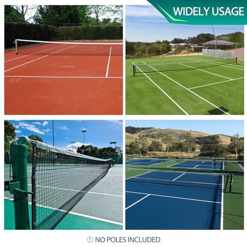 Professional Tennis Net 42FT Heavy Duty Nylon Net High Strength Non-Deforming Standard Replacement Tennis Net with 2 Fiberglass Dowels, Compatible with All Standard Outdoor Indoor Tennis Posts - style: Single-Layer Tennis Net