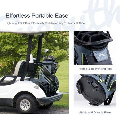 uniHimal 14-Way Golf Cart Bag with Organizer Divider & Rain Cover - color: Foggy Blue