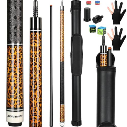 Carbon Fiber Pool Cue Stick 58" Professional Pool Sticks for Adults Full Carbon Technology Low Deflection Pool Cue Billiard Cues with 12.5mm Tip - color: Leopard Print