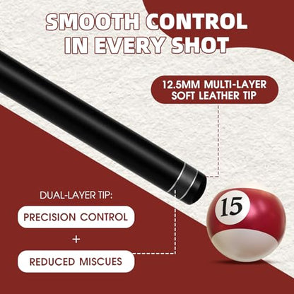 HMQQ 58" One Piece Fiberglass Pool Cue Stick Set of 4, 21oz Warp-Resistant Billiard Cues with Leather Tip, Premium Matte Finish Bar Pool Sticks for House Use, Red & White - color: White