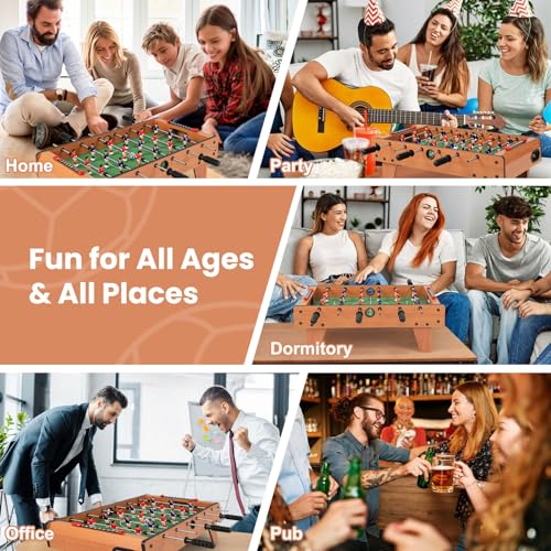 GYMAX Foosball Table, 27" Table Top Foosball with 2 Footballs, Mini Foosball Table for Kids Game Room, Family Night, Wooden