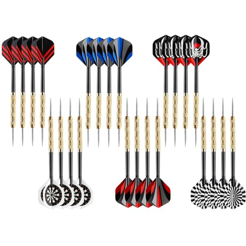 Accmor Metal Tip Darts, Steel Tip Darts, 14 Grams Professional Metal Darts, Darts Metal Tip Set, Metal Darts for Dartboard - color: Classic Legend-Gold, style: 24 pack