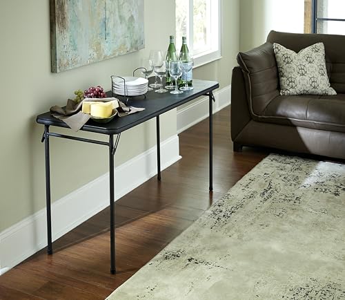 COSCO 20" x 48" Vinyl Top Folding Table, Black - color: Black