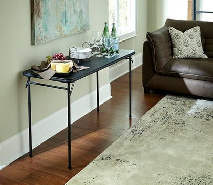 COSCO 20" x 48" Vinyl Top Folding Table, Black - color: Black