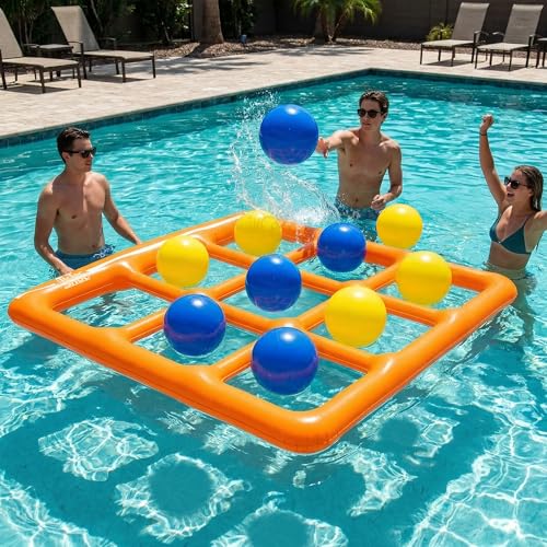 Outdoor Games for Adults and Family, Giant Tic Tac Toe Game with 10 Balls, Outside Toys for Kids Ages 8-12, 2-10 Players, Yard Pool Beach Lawn Camping