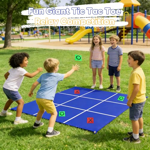 2-in-1 Giant Tic Tac Toe Bean Bag Toss Games, 4.5ft Double Sided Large Outside Camping Backyard Lawn Games for Family Friend Party Fun Carnival Outdoor Giant Yard Games