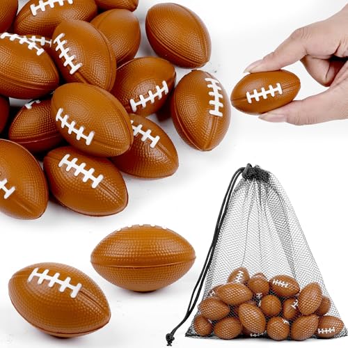 Aodaer 24 Pack Mini Football Stress Balls Fidget Ball Toys Bulk | Soft Foam Balls for Sports Party Favor Gifts, Birthday Party Decoration, Goodie Bag Stuffer, Mini Size, with Drawstring Bag - style: Football