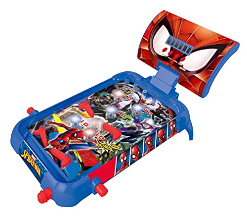 LEXIBOOK, Spider-Man, Electronic Table Pinball, Action and Reflex Game for Children and familiy, LCD Screen, Light and Sound Effects, Blue/red, JG610SP - style: Spider-Man