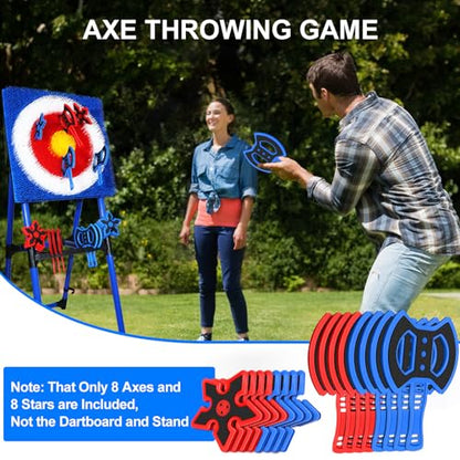 Throwing Axes Set for Axe Throwing Game Backyard, Safety Throw Plastic Axes Stars, Indoor Outdoor Hatchet Throwing Game Replacement Accessories Parts for Adults and All Ages - style: 8 Axes + 8 Stars