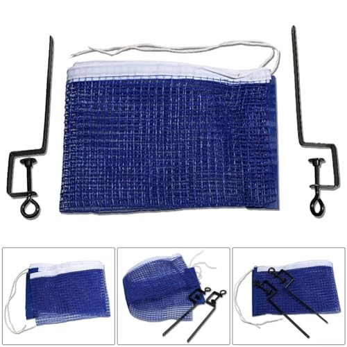 Table Tennis Net and Post Clamp Stand Set for Ping Pong Tables, Alloy Frame with Adjustable Clamp for Indoor or Outdoor Game Play Replacement Mesh