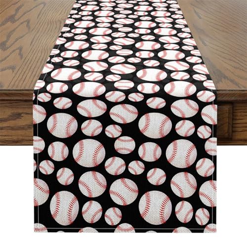 Baseball Table Runner 13X60,Boys Sport Baseball Table Runners for Home Party Decor,Ball Games Holiday Kitchen Table Center Decor - size: 60"x13"