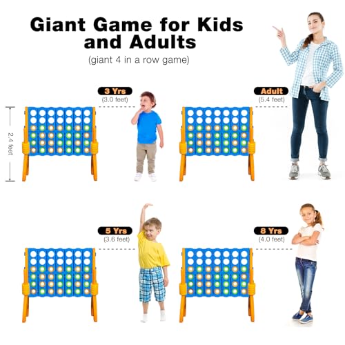 Ayeboovi Giant 4-in-A-Row, Jumbo 4-to-Score Yard Game for Kids and Adults Indoor Outdoor Party Family Connect Games Set with Quick Release Slider & Carrying Bag