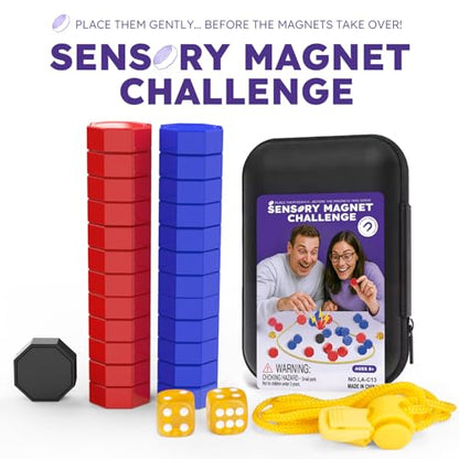 Magnetic Chess Game with Dice, 24 Stones & Black Troublemaker, Updated Family Board Games, Magnet Game with String，Magnetic Stones for Party, Travel & Camping, 2-4 Player Games for Kids & Adults