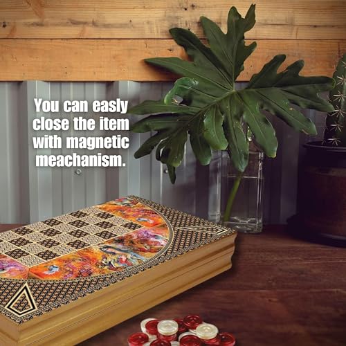 Classical Backgammon Set for Family and Friends with Fine Wooden Board and Magnetic Clothing, an Authentic Turkish Strategical Board Game for Travel, Outdoor or Indoor - Brown