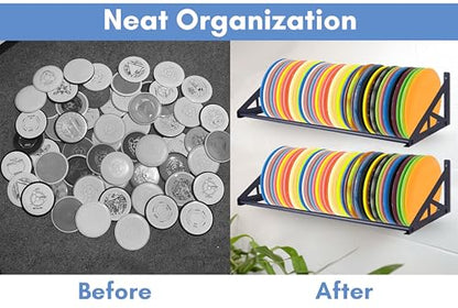 2 Pcs Disc Golf Rack Wall Mount, Disc Golf Storage, Disc Golf Wall Hanger, Disc Golf Shelf for Wall, Disc Rack Storage, Wall-Mounted Disc Golf Organizer for Home, Garage