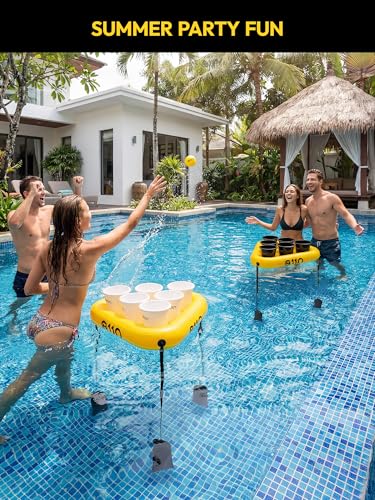 A11N Sports Bucket Toss Game Set – Outdoor Yard Pong Style Game with 12 Buckets & 6 Balls, Fun Lawn Game for Beach, Camping, Tailgating, Backyard, Family & Adult Parties