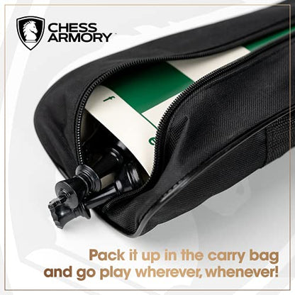 Chess Armory Tournament Chess Set with Canvas Carrying Bag - 17" On-The-go Portable Chess Set - Vinyl Roll Up Chess Board & Canvas Carrying Bag - Play Chess Anywhere, Anytime! - size: 17" Vinyl w/ Carrying Bag