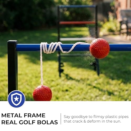 Ladder Toss Game Set - Heavy Duty Metal Foldable Ladder Ball with Scoreboard, All-in-One No Assembly Outdoor Yard Game for Tailgating, Backyard Parties - Carrying Case Included