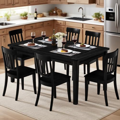 Haddockway 63" ×39“ Board Game Table with Removable Top, Solid Wood Dining/Gaming Table for 4-6 Players with Play Mat, 6 Detachable Cup Holders & 6 Hobby Trays (Black) - color: Black