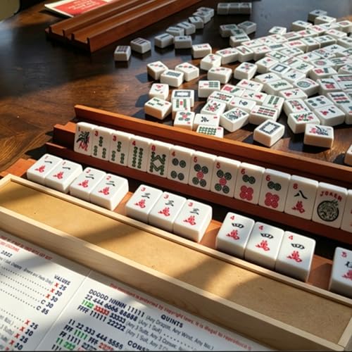 Novabright 2 Pcs Wooden American Mahjong Tile Case Only Pull out Mahjong Tile Storage Box 19.7 x 3.3 x 1.8 Inch for 168 Standard Tiles 1.2'' Empty Protective Mah Jong Gift for Mahjongg Game Enthusiast