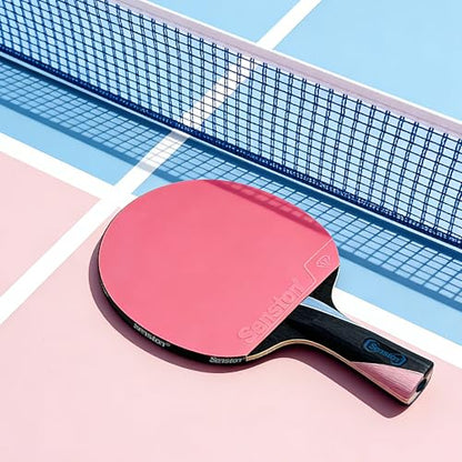 Senston 5-Ply Ping Pong Paddles Set – Premium Wood Table Tennis (Set of 2) with 3 Balls & Portable Carry Case – High-Control 2mm Sponge & Ergonomic Non-Slip Grip for Beginners & Family Play - color: Pink/Blue