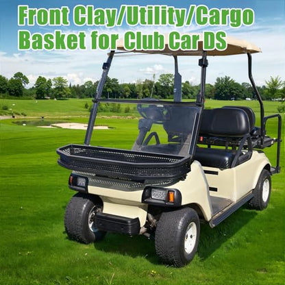 10L0L Golf Cart Front Cargo Basket for EZGO TXT/RXV、Club Car DS/Precedent、Yamaha G22/G29 - Heavy-Duty Steel Mesh Storage Rack, Gas/Electric Compatible - color: Club Car Ds