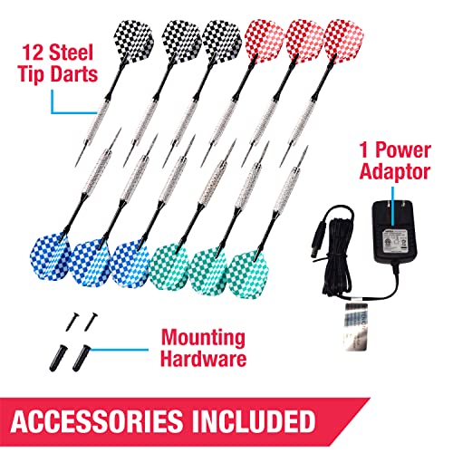 MD Sports Dartboard Cabinet Multiple Styles Electronic Dartboard With Digital X/O Cricket Scorekeeping and Dart Set, Perfect for Cricket Games - style: Bristlesmart E-Dartboard (w/Steel Tip Darts)
