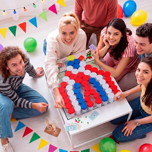 Domensi 60 Pack Carnival Party Game Punch Game Set DIY Prize Punch Boxes Includes Plastic Cups Tissue Paper Rubber Bands Blindfolds and Red Pens for Carnival Circus Activities Party Favors Supplies