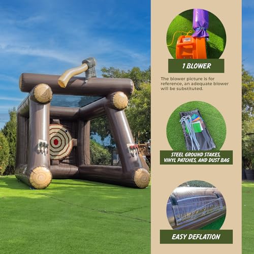 XJUMP 13ft Axe Throwing Inflatable Target Game, Professional Grade 15oz PVC Vinyl with Foam Axes, Toss Game for Kids and Adults, Rental, Birthday, Party Use, Indoor & Outdoor Play