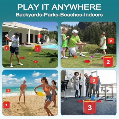 FINCOME Golf Yard Bucket Games 6 Holes Golf Practice Game with Flag, Golf Chipping Game for Kids and Adults Outdoor Indoor Park, Beach, Backyard, Lawn - size: 6 SET