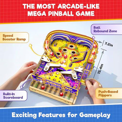 Doctor Jupiter Pinball Machine STEM Kit for Kids Ages 8+ | Birthday Gift Ideas for Boys & Girls | Build Your Own Mega Pinball Arcade Game for 8, 9, 10, 11, 12, 13, 14 Years Olds