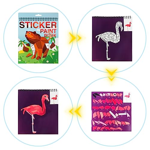 AEAHALY Animal Crafts for Kids Ages 4-8 Sticker Paint Books Sticker Book for Kids Ages 4-8 Boys and Girls Birthday Gifts Party Favor, Travel Activity Book Set for Learning - style: Animal