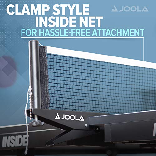 JOOLA Inside Professional MDF Indoor Ping Pong Table with Quick Clamp Table Tennis Net and Post Set - 10 Minute Easy Assembly - Tournament Quality - Foldable with Single Player Playback Mode - color: 18mm Blue