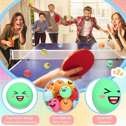 24 Pcs Novelty Table Tennis Balls 3 Special Emotion Face Cute Table Tennis Balls Accessories for All Golfers Birthday Fun Gift Game Art Pet - color: Multicolor