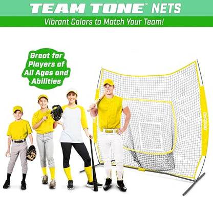 GoSports 7 x 7 ft Baseball & Softball Nets - Available in Team Colors - Batting & Pitching Net with Strike Zone - color: Yellow