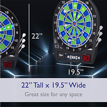 Viper Ion Illuminated Electronic Dartboard, 15.5 in Regulation Target, LED Segments, 48 Games, 8 Players, 6 Darts Included
